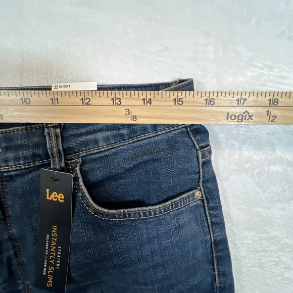 Lee Jeans Relaxed Fit Straight Leg NWT Womens Sz 12 Short Blue High Rise Ellis - Picture 11 of 12